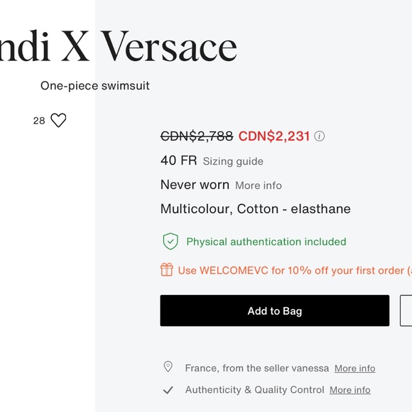 Fendi X Versace one piece swim suit - Picture 2 of 4